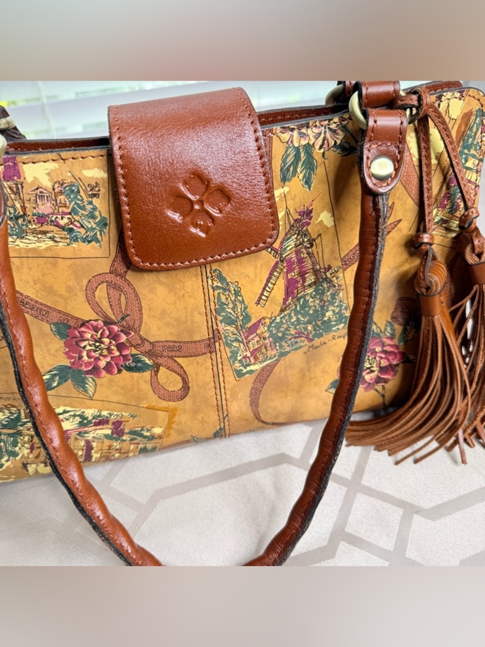 Patricia Nash My European Trip RIENZO Leather Satchel Bag - Picture 3 of 12